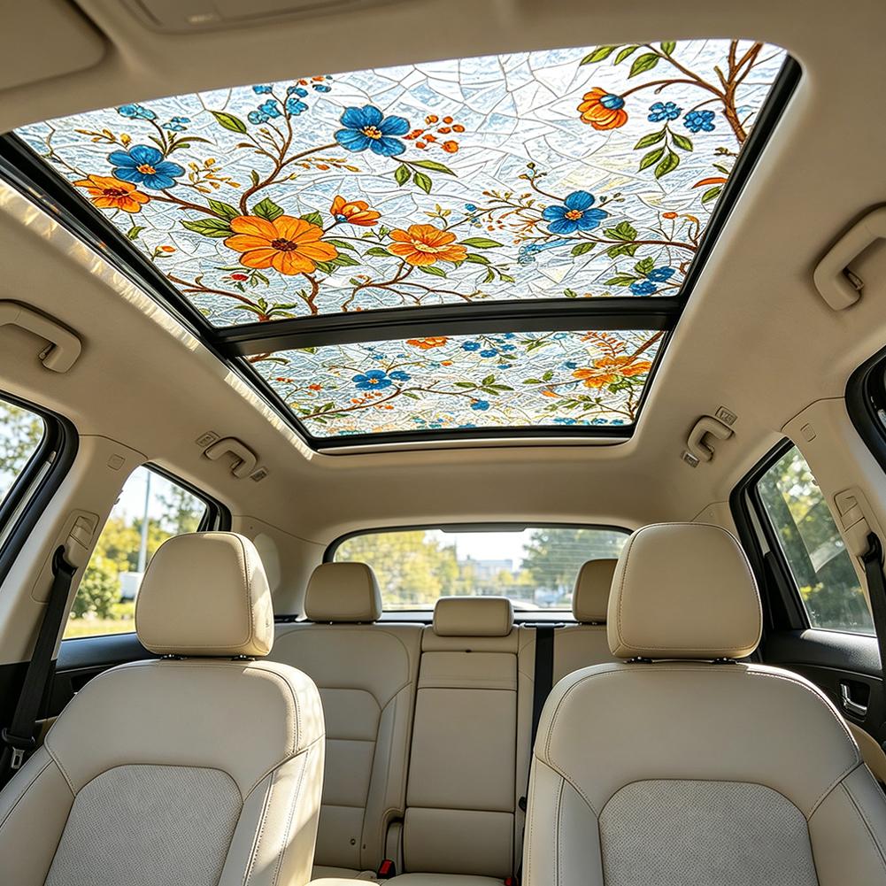Floral Stained Glass Car Sunro - Glass Protector Auto recension och pris
